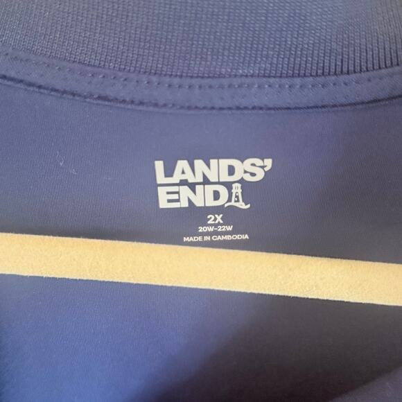 LANDS’ END Women’s Short Sleeve High Impact Polo (2X, navy) - Picture 5 of 6